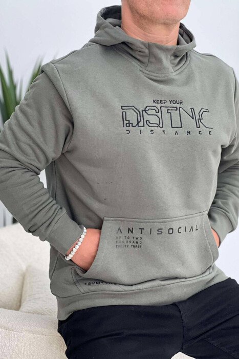COTTON WRITTINGS MEN HOODIES GREEN/JESHILE - KLAUDIO FASHION