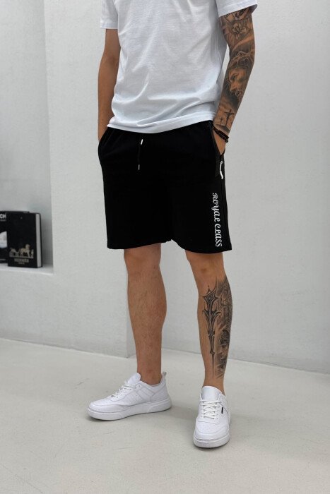 COTTON WRITTINGS ONE COLOR MEN SHORTS BLACK/ E ZEZE - 4
