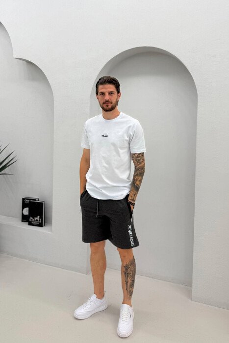 COTTON WRITTINGS ONE COLOR MEN SHORTS DARK GREY/GEE 