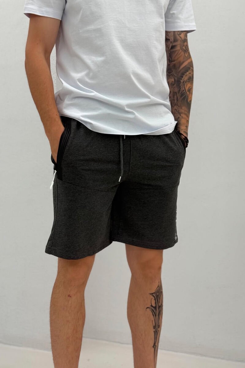 COTTON WRITTINGS ONE COLOR MEN SHORTS DARK GREY/GEE - 2