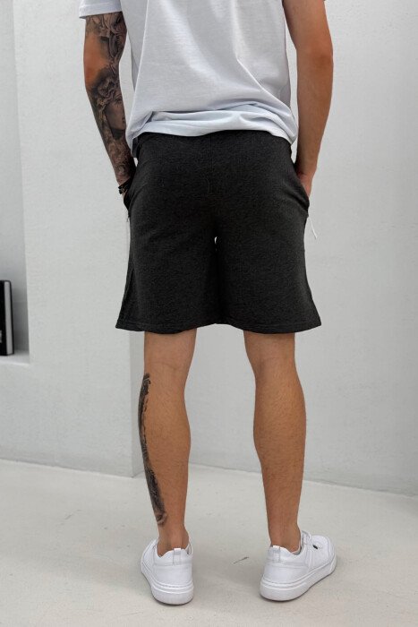 COTTON WRITTINGS ONE COLOR MEN SHORTS DARK GREY/GEE - 3