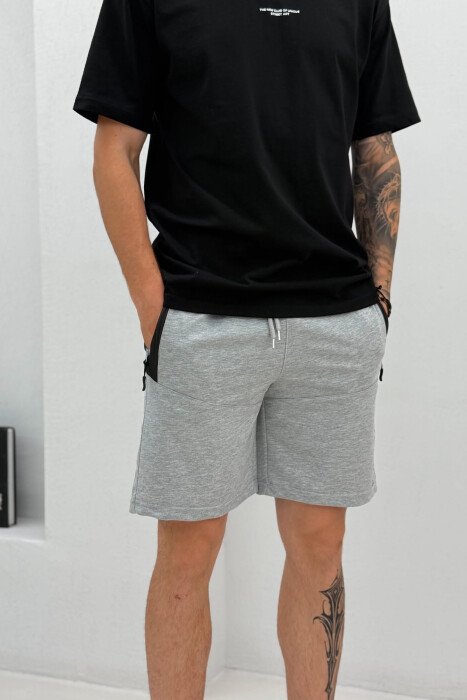 COTTON WRITTINGS ONE COLOR MEN SHORTS LIGHT GREY/GZ - 2