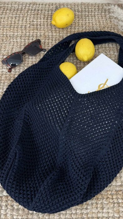 CROCHET BEACH WOMEN BAG DARK BLUE/BEE - 4