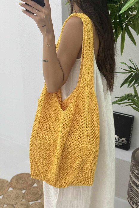 CROCHET BEACH WOMEN BAG YELLOW/E VERDHE - 1