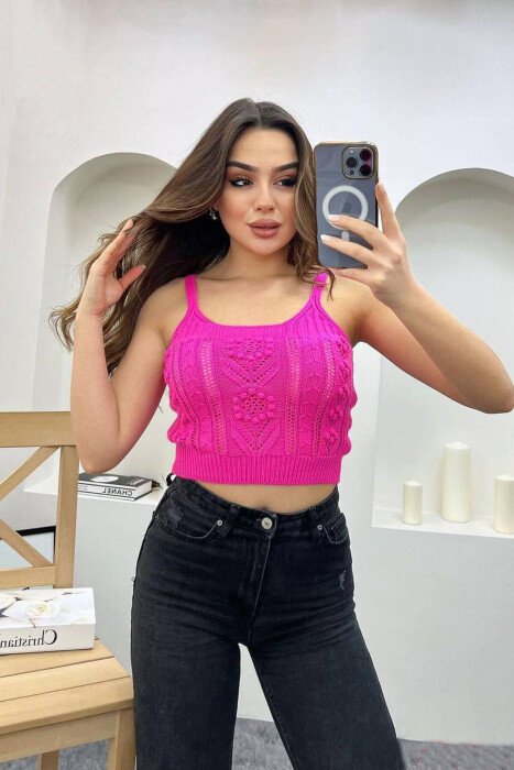 CROP AKRELIK ME RRIPA PËR FEMRA NË NGJYRËN ÇIKLAMI 