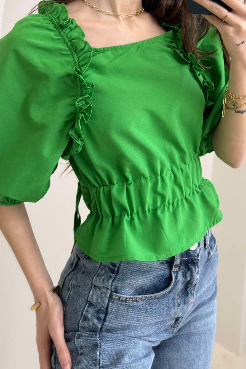 CROP ME DIZAJN TË VEÇANTË PËR FEMRA NË NGJYRËN JESHILE - 2