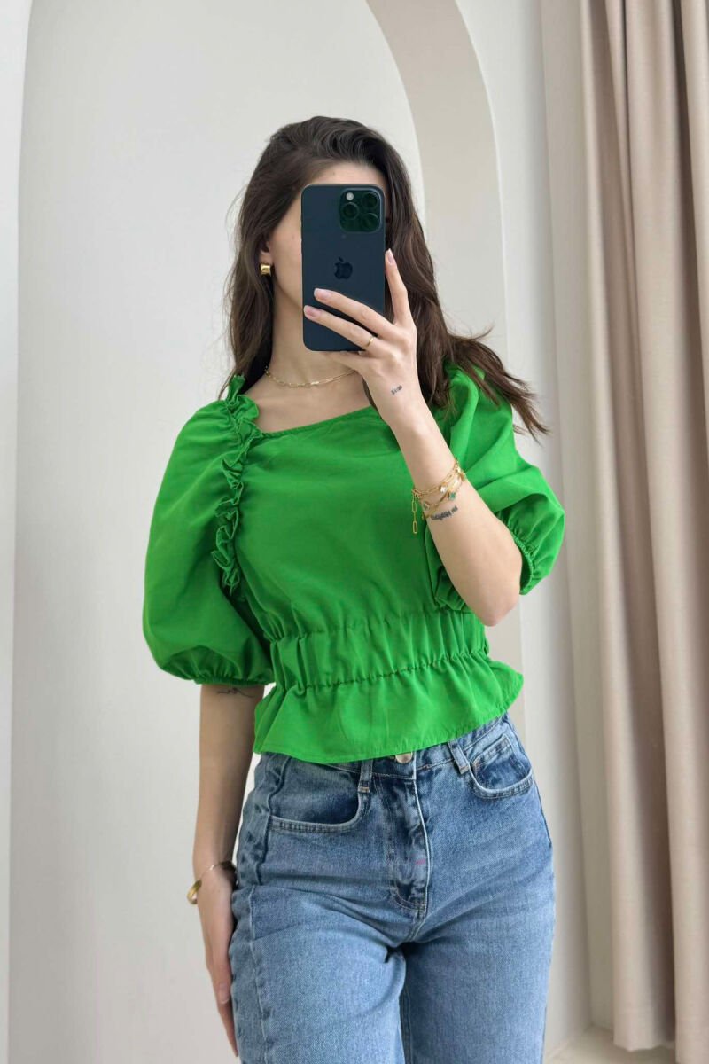 CROP ME DIZAJN TË VEÇANTË PËR FEMRA NË NGJYRËN JESHILE - 4
