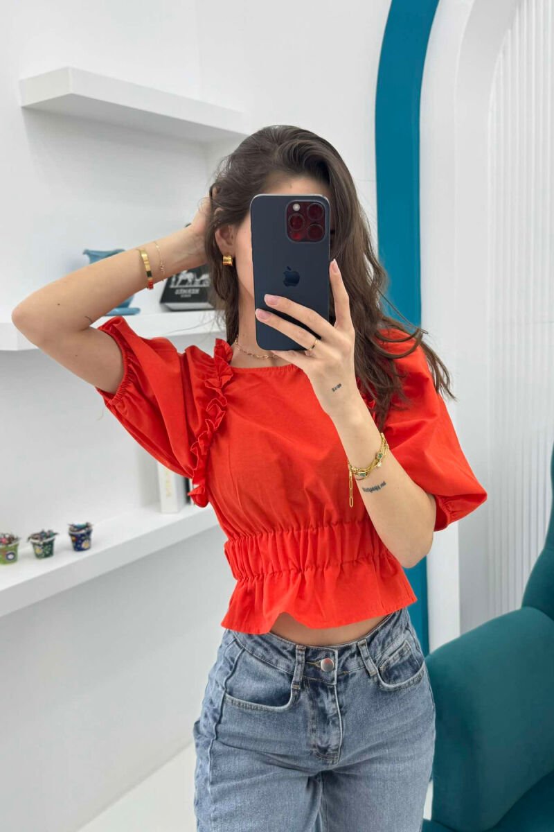 CROP ME DIZAJN TË VEÇANTË PËR FEMRA NË NGJYRËN PORTOKALLI - 4