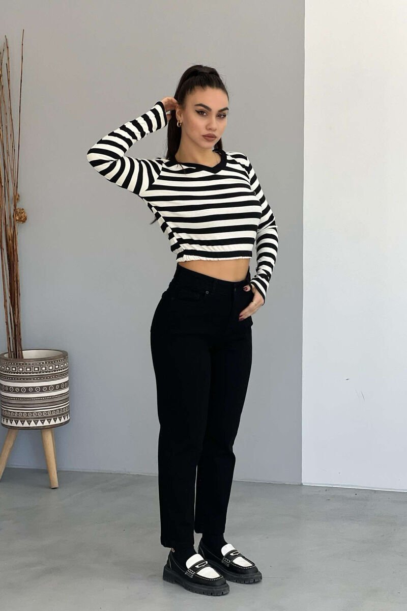 CROP ME VIJA PËR FEMRA NË NGJYRËN E BARDHË ME TË ZEZË - 6
