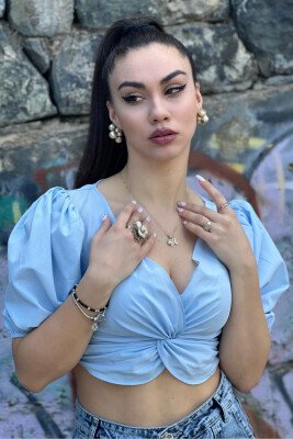 CROP PËR FEMRA NË NGJYRËN BABY BLUE - 3