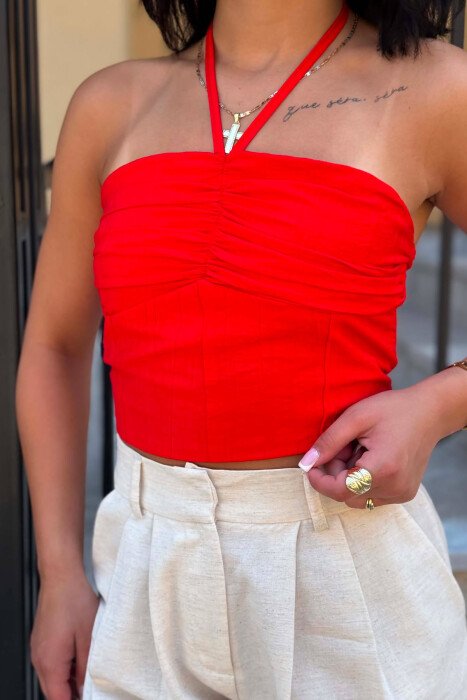 CROP TOP NJE NGJYRESH I THJESHTE PER FEMRA NE NGJYRE PORTOKALLI - 5