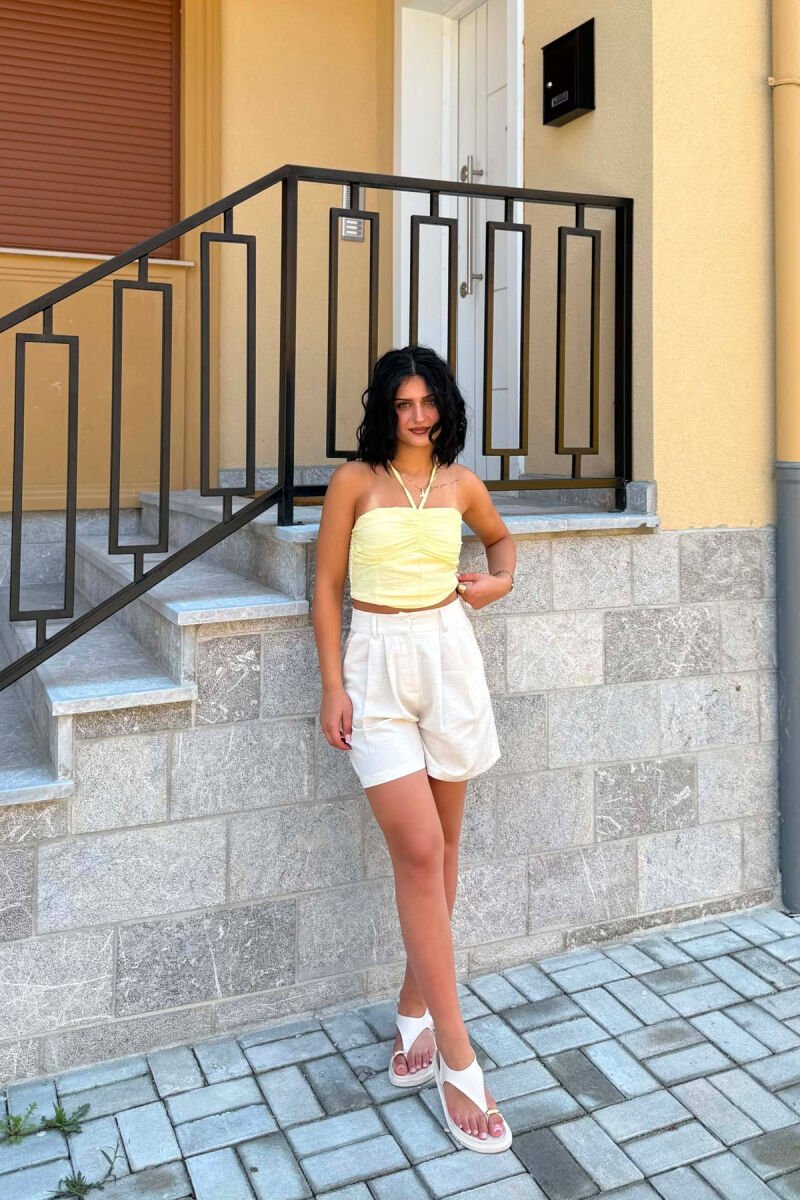 CROP TOP NJE NGJYRESH I THJESHTE PER FEMRA NE NGJYRE TE VERDHE - 4