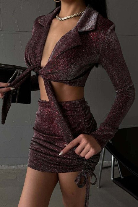 CROP TOP + SKIRT WOMAN TWO PIECE SET RED/E KUQE - 3