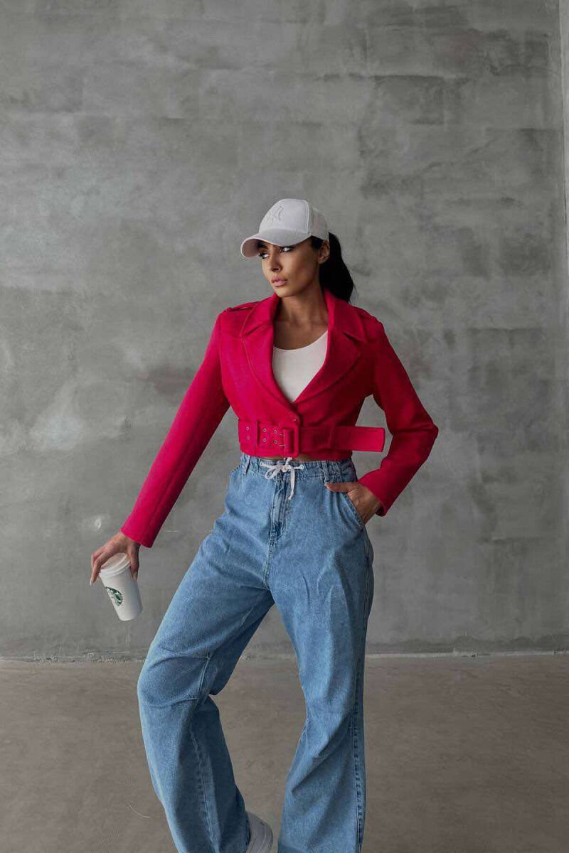 CROPPED BELT WOMEN JACKET FUCHSIA/CIKLAMI - 2