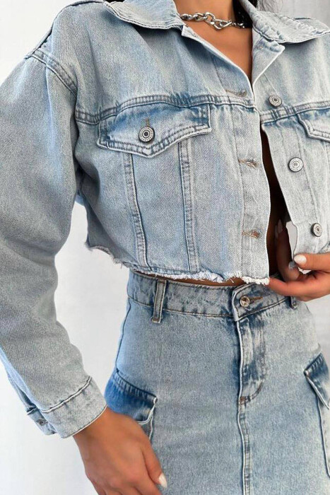 CROPPED DENIM WOMEN JACKET LIGHTBLUE/BZ - 2
