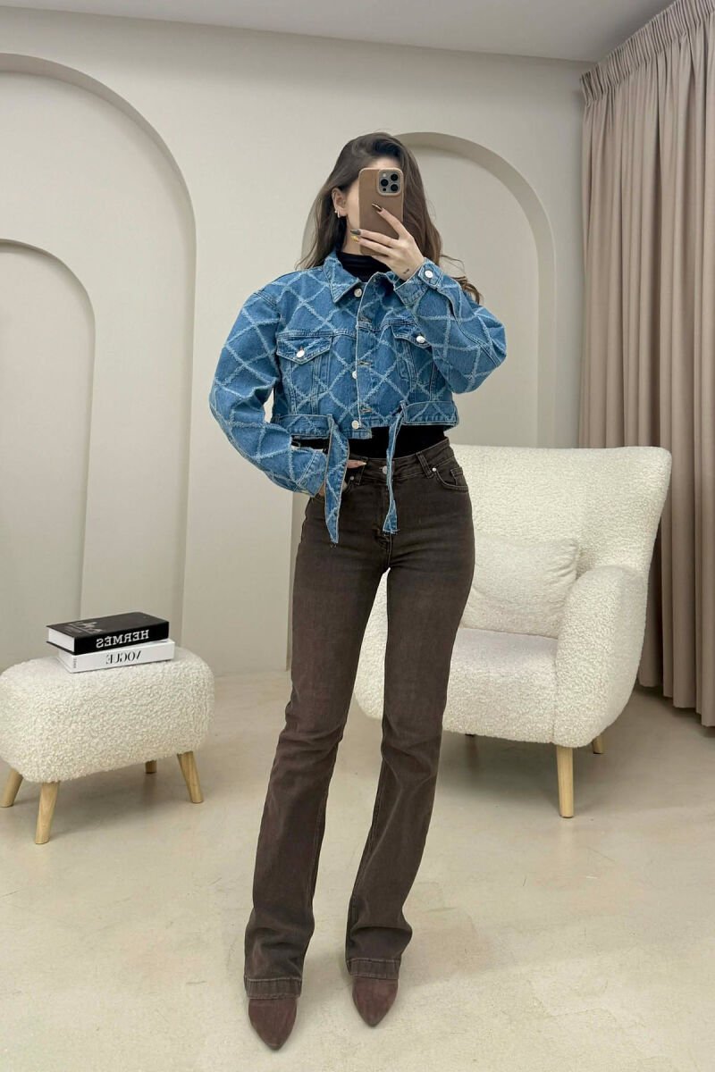 CROPPED DESIGNED DENIM WOMEN JACKET LIGHTBLUE/BZ - 3