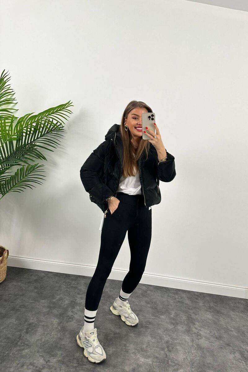 CROPPED HOOD WOMEN PUFFER JACKET BLACK/ E ZEZE - 10