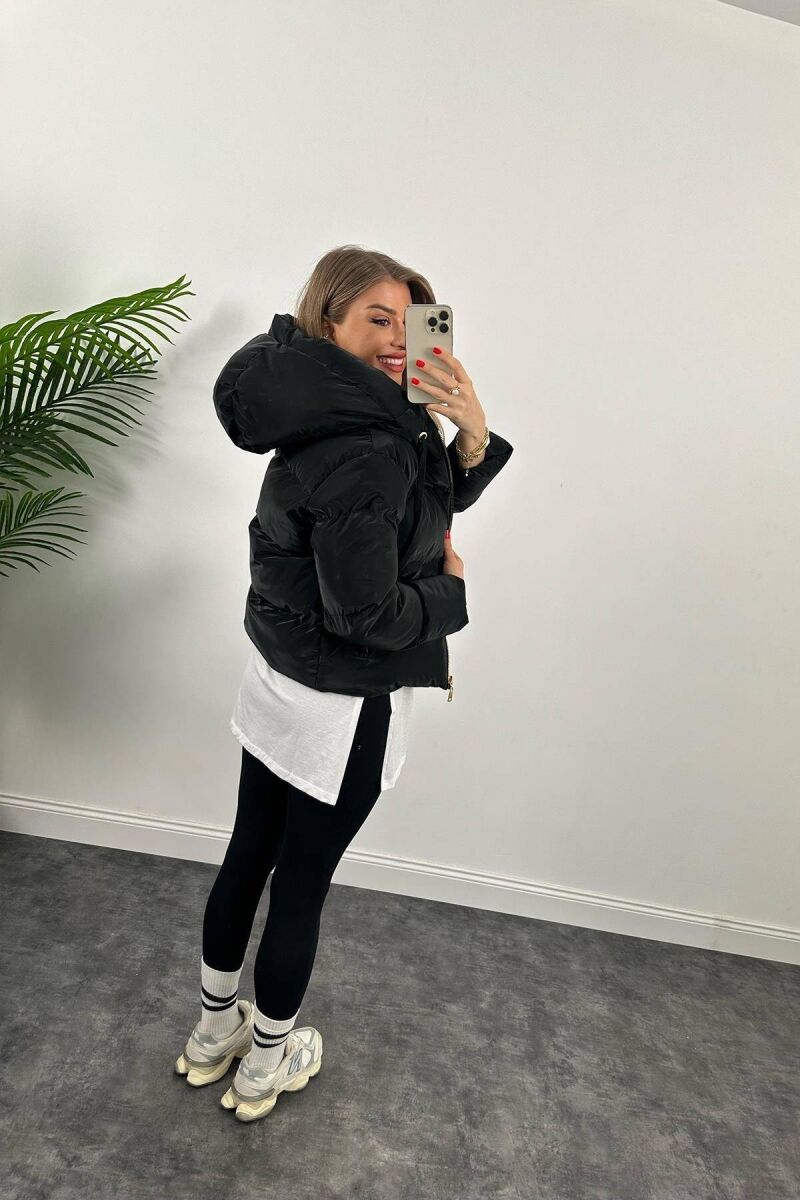 CROPPED HOOD WOMEN PUFFER JACKET BLACK/ E ZEZE - 11