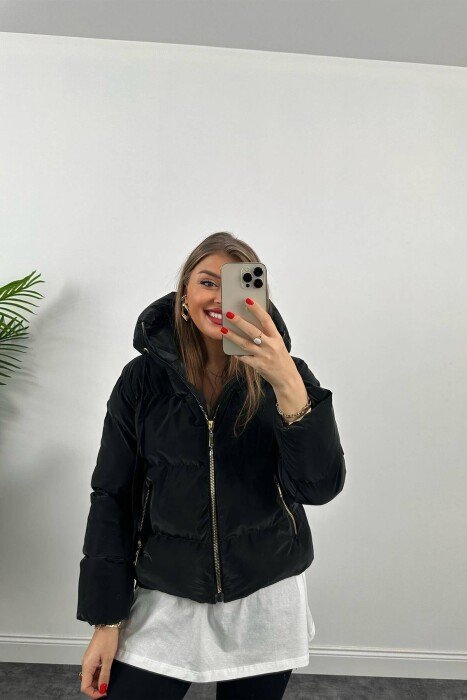 CROPPED HOOD WOMEN PUFFER JACKET BLACK/ E ZEZE - 13