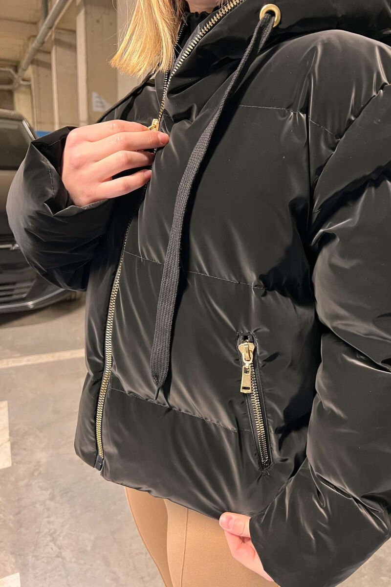 CROPPED HOOD WOMEN PUFFER JACKET BLACK/ E ZEZE - 6