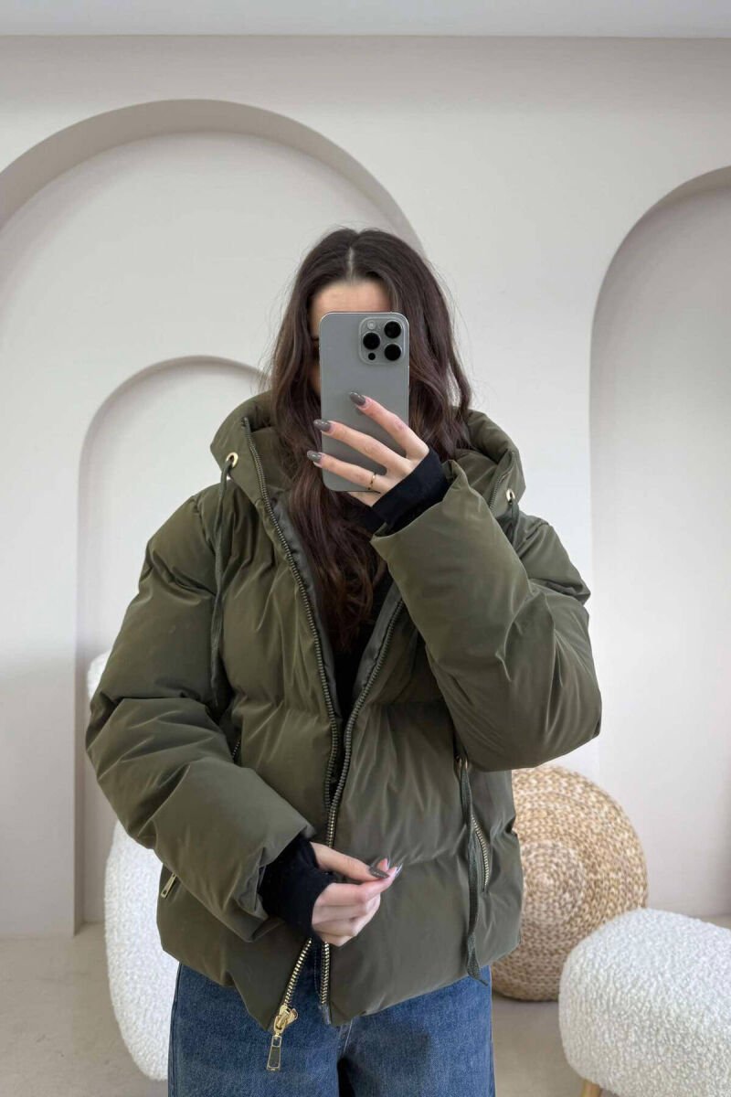 CROPPED HOOD WOMEN PUFFER JACKET OLIVE/ULLI - 1