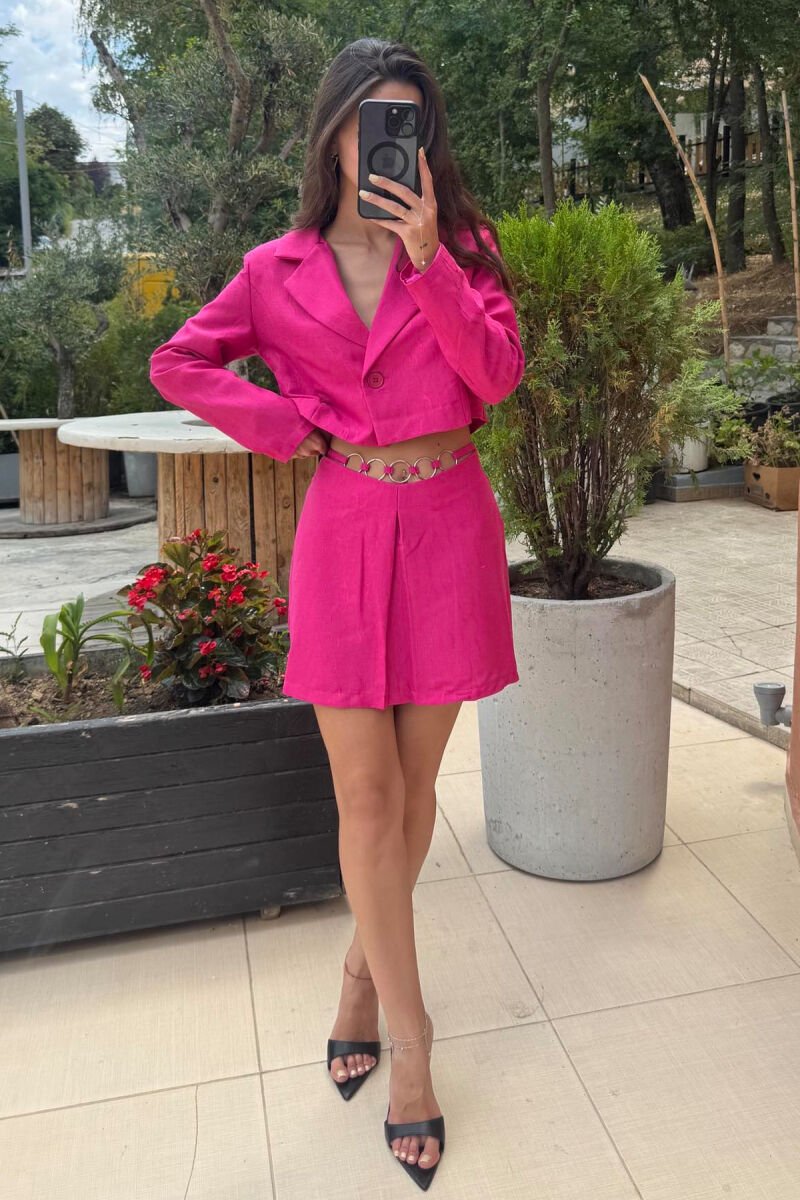 CROPPED JACKET+SKIRT ONE COLOR WOMEN SET FUCHSIA/CIKLAMI - 2