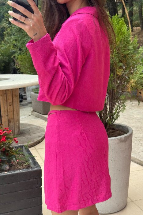 CROPPED JACKET+SKIRT ONE COLOR WOMEN SET FUCHSIA/CIKLAMI - 4