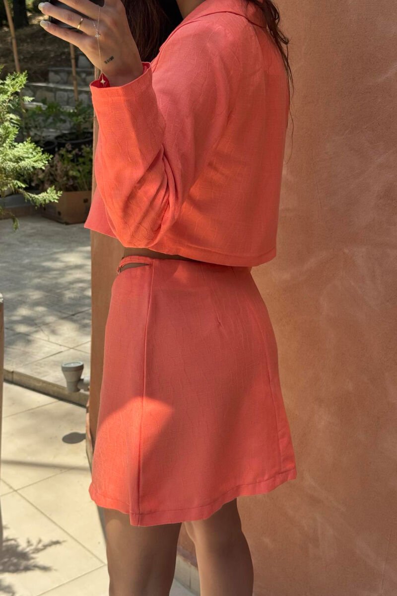 CROPPED JACKET+SKIRT ONE COLOR WOMEN SET ORANGE/PORTOKALLI - 2