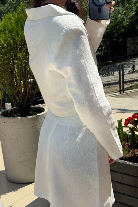 CROPPED JACKET+SKIRT ONE COLOR WOMEN SET WHITE-E BARDHE - 2