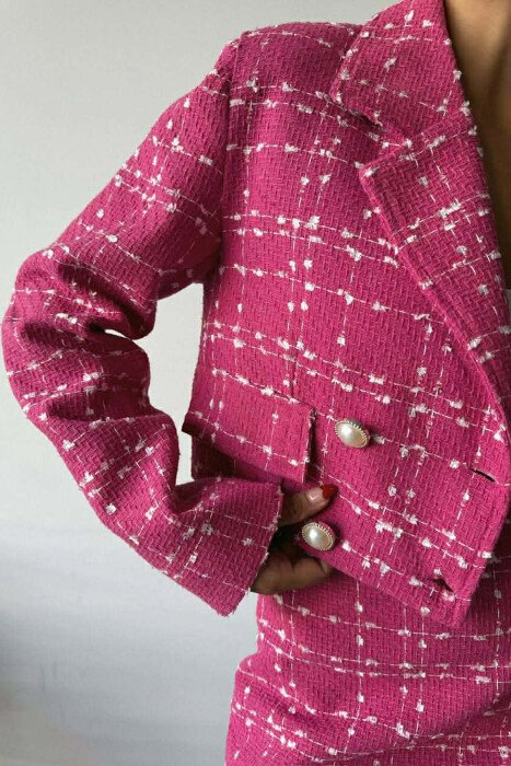 CROPPED JACKET+SKIRT SQUARED WOMEN SET FUCHSIA/CIKLAMI - 4