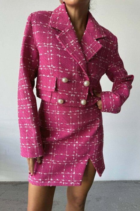 CROPPED JACKET+SKIRT SQUARED WOMEN SET FUCHSIA/CIKLAMI - 5