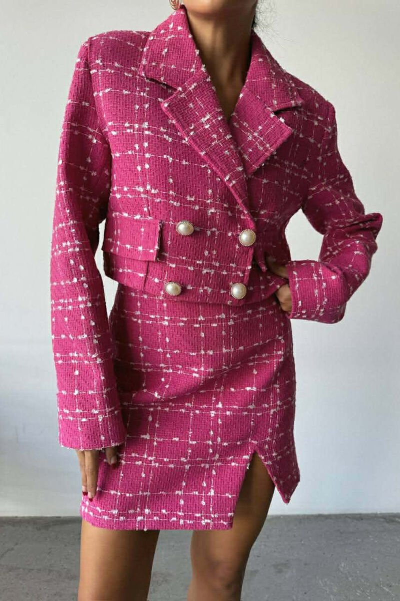 CROPPED JACKET+SKIRT SQUARED WOMEN SET FUCHSIA/CIKLAMI - 5