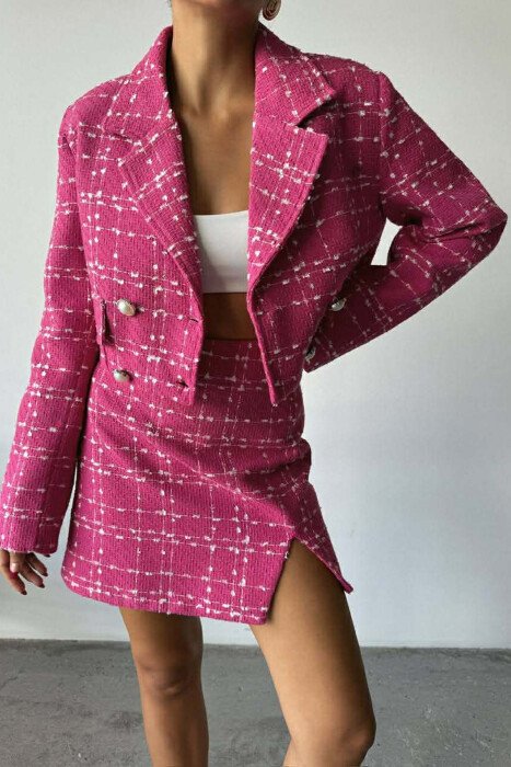 CROPPED JACKET+SKIRT SQUARED WOMEN SET FUCHSIA/CIKLAMI - 1