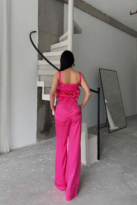 CROPPED JACKET+TANK TOP+TROUSERS 3 PIECE WOMEN SET FUCHSIA/CIKLAMI - 3
