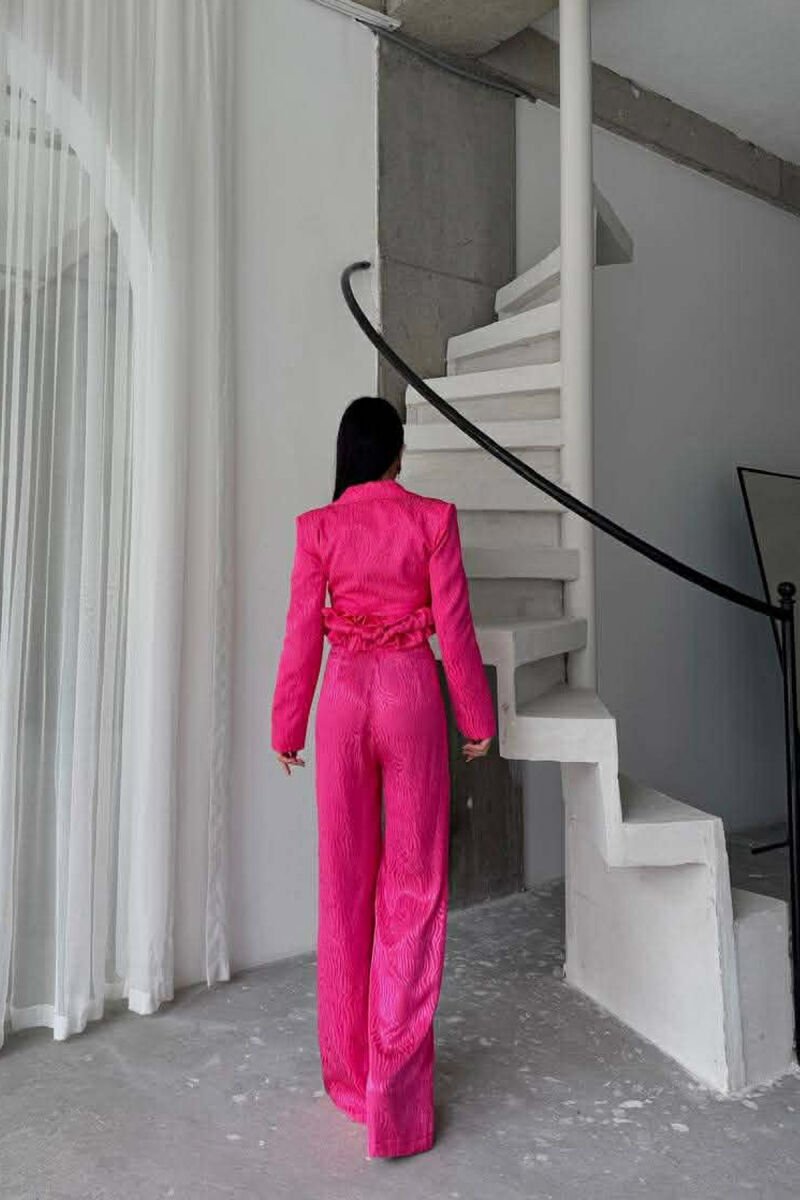 CROPPED JACKET+TANK TOP+TROUSERS 3 PIECE WOMEN SET FUCHSIA/CIKLAMI - 4