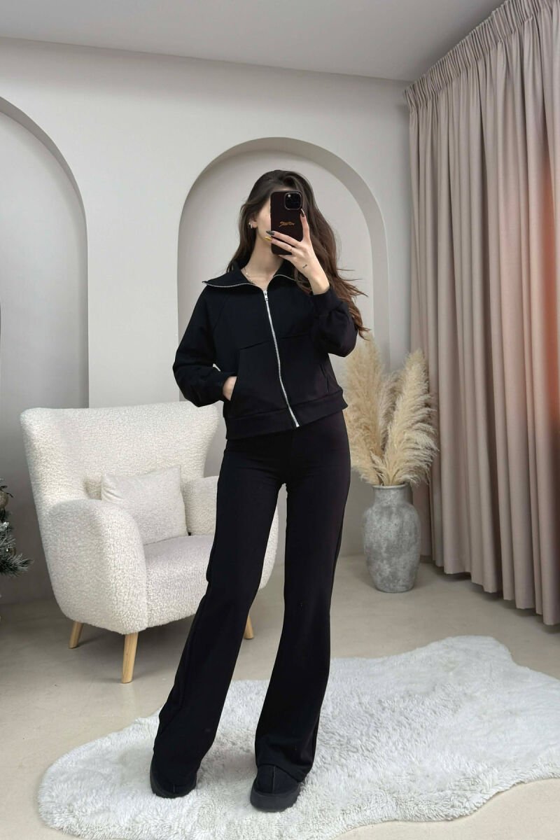 CROPPED JACKET+TROUSERS SIMPLE WOMEN SET BLACK/ E ZEZE - 1