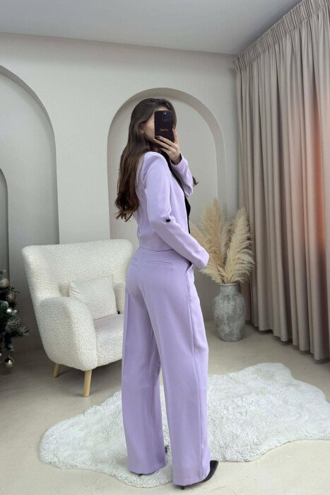 CROPPED JACKET+TROUSERS SIMPLE WOMEN SET LIGHT PURPLE/LEZB - 3