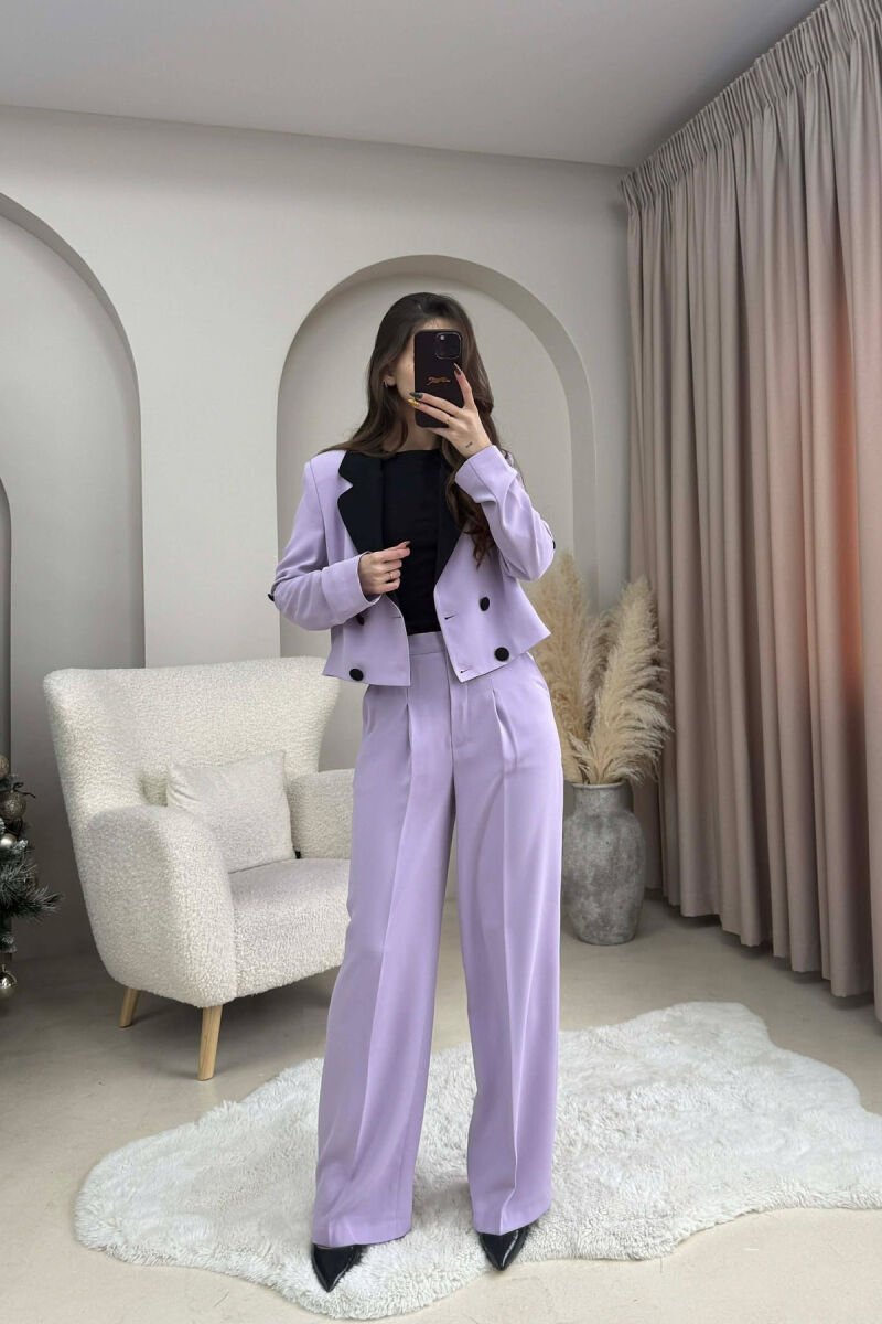 CROPPED JACKET+TROUSERS SIMPLE WOMEN SET LIGHT PURPLE/LEZB - 2