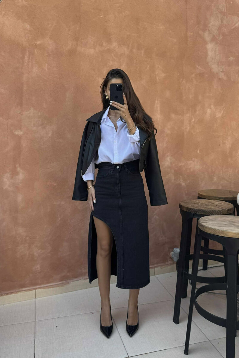 CROPPED LEATHER WOMEN JACKET BLACK/ E ZEZE - 4