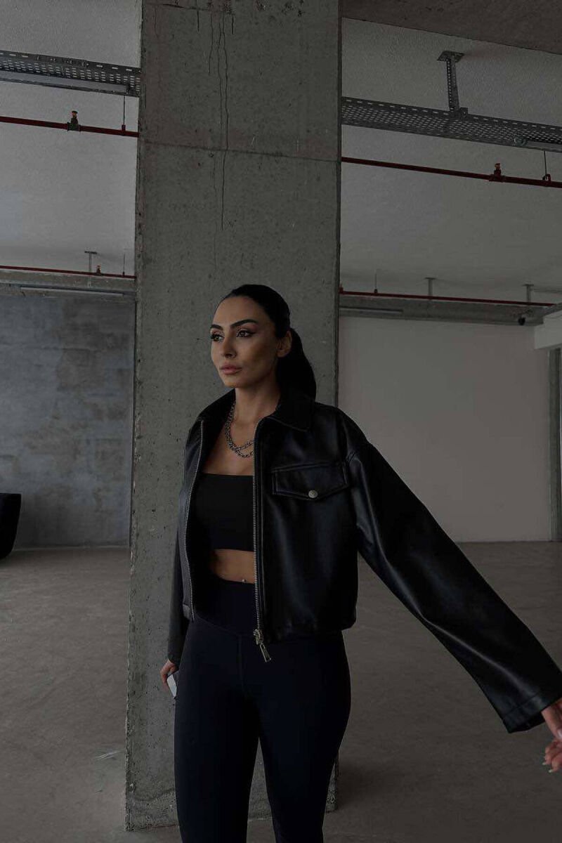 CROPPED LEATHER WOMEN JACKET BLACK/ E ZEZE - 2