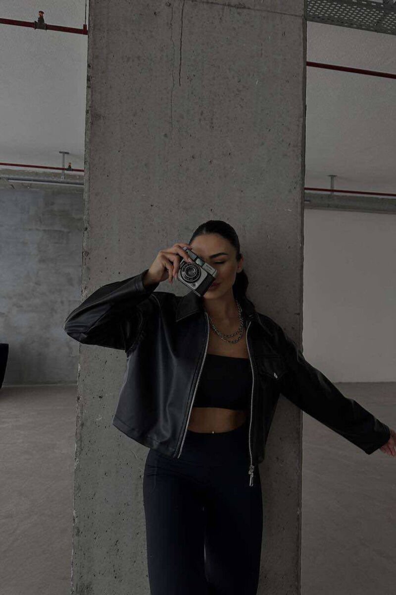 CROPPED LEATHER WOMEN JACKET BLACK/ E ZEZE - 5
