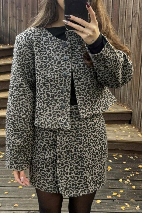 CROPPED LEO JACKET+SKIRT WOMEN SET LEO/LEOPARD - 2