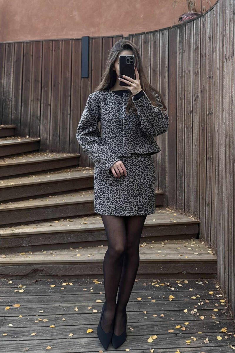 CROPPED LEO JACKET+SKIRT WOMEN SET LEO/LEOPARD - 3