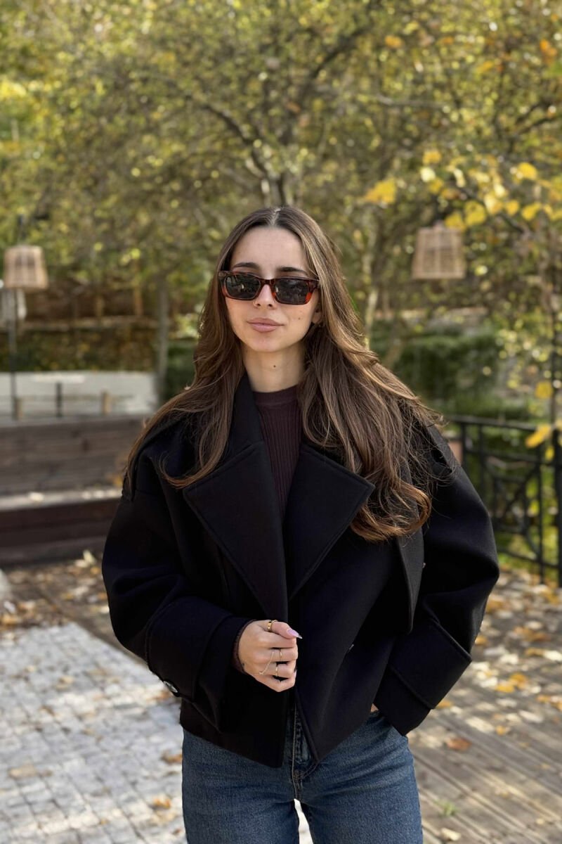 CROPPED ONE COLOR WOMEN JACKET BLACK/ E ZEZE - 1
