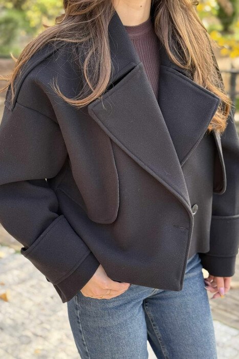 CROPPED ONE COLOR WOMEN JACKET BLACK/ E ZEZE - 2