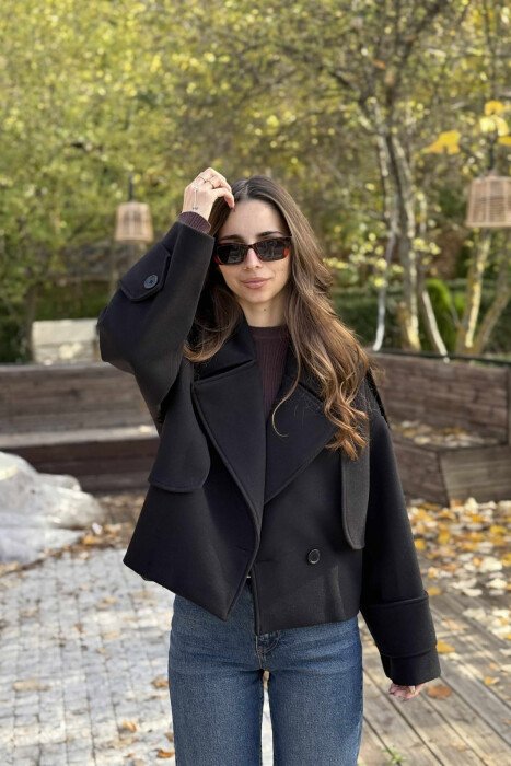 CROPPED ONE COLOR WOMEN JACKET BLACK/ E ZEZE - 4