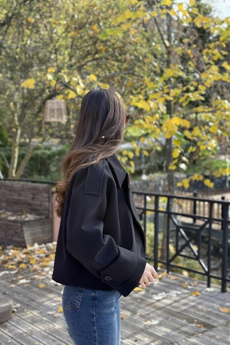 CROPPED ONE COLOR WOMEN JACKET BLACK/ E ZEZE - 5