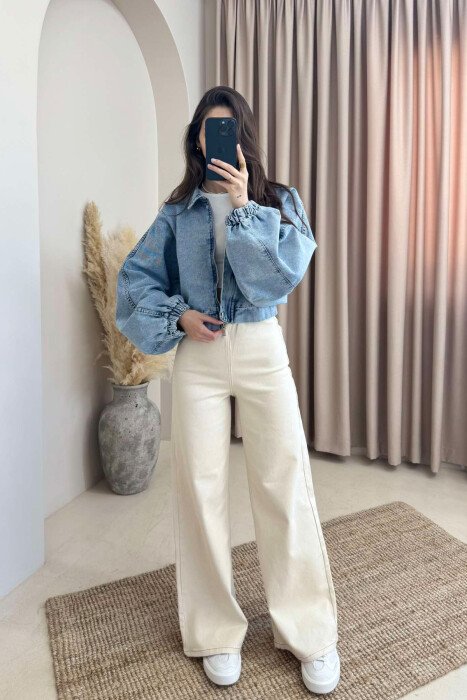 CROPPED SIMPLE DENIM WOMEN JACKET LIGHTBLUE/BZ - 1