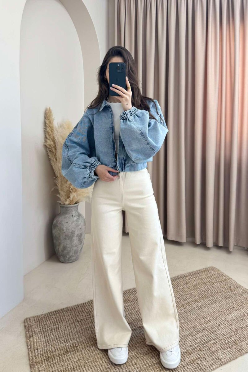 CROPPED SIMPLE DENIM WOMEN JACKET LIGHTBLUE/BZ - 1