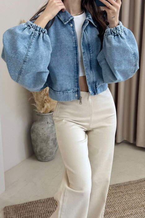 CROPPED SIMPLE DENIM WOMEN JACKET LIGHTBLUE/BZ - 2